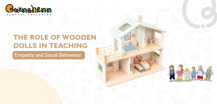 Barnshenn wooden dollhouse and wooden dolls, emphasizing role-play and teaching empathy and social behavior. Perfect for imaginative play, ideal for nurturing children's creativity, communication skills, and emotional growth in a playful and engaging way.