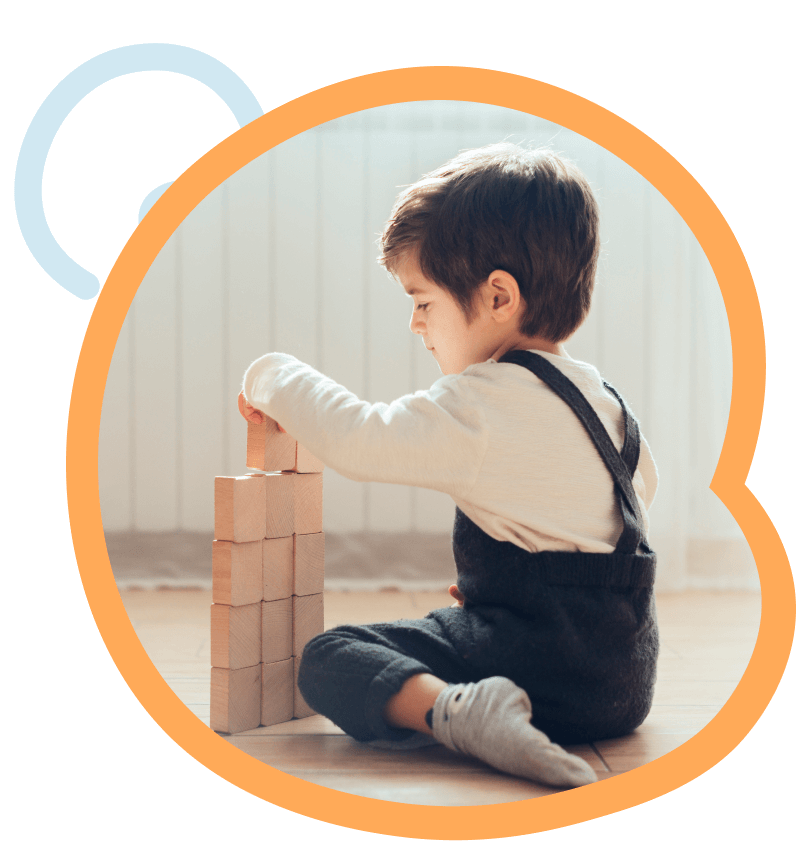 Kids Playing with wooden boks