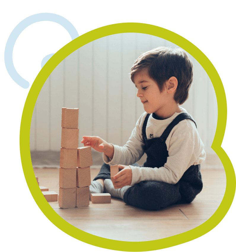 Kids play & enjoy with wooden blocks