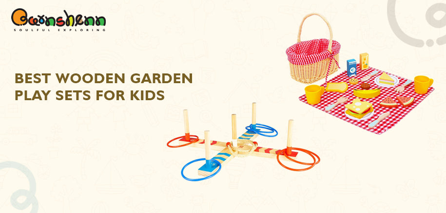 Barnshenn best wooden garden play sets for kids, a picnic set and ring toss game. Perfect for outdoor fun, imaginative play, and skill development.