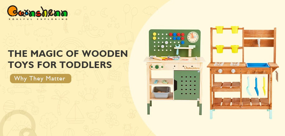 Explore the magic of eco-friendly wooden toys like activity sets and kitchen playsets designed to nurture creativity, motor skills, and imaginative play for your little ones.