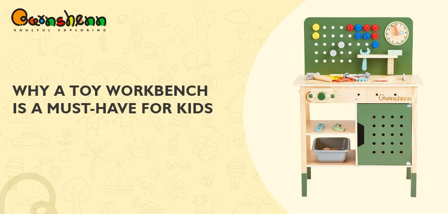 Wooden toy workbench essential kids' playset for imaginative role-play, skill-building, and creativity. Durable, eco-friendly design.