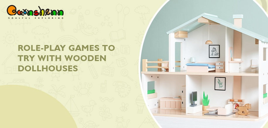 Wooden dollhouse is perfect for role-play games. This beautifully crafted wooden dolls house inspires imaginative play for kids, enhancing creativity and social skills.