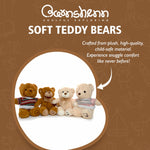 The 4-Pack Soft Teddy Bears are specially made for children aged one and above. Its soft, cuddly design, combined with durable stitching, makes it safe and enjoyable for little hands. Perfect for sensory play, comfort, and fostering creativity.