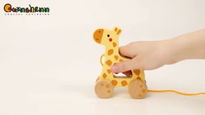 Meet your child’s new walking companion- the Pull along Giraffe Toy that’s as cute as it is helpful! Crafted from high-quality wood and designed with little ones in mind, our wooden pull-along giraffe encourages toddlers to take those first wobbly steps with confidence. The cheerful giraffe wobbles and rolls smoothly as it is pulled along, turning every walk into a fun adventure. This giraffe pull toy isn’t just adorable; it’s also a great tool for development. As your child tugs their new buddy along, they